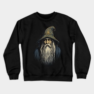 Retro Dark Wizard Vintage Fantasy illustration Crewneck Sweatshirt